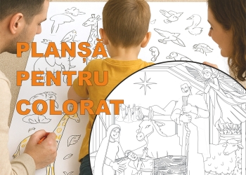 NAȘTEREA DOMNULUI – Planșă pentru colorat 120×60 cm – educativă și distractivă pentru copii