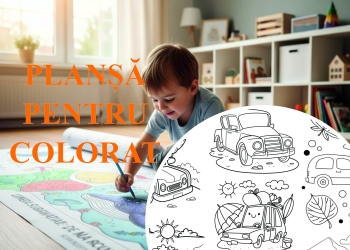MAȘINI – Planșă pentru colorat 120×60 cm – educativă și distractivă pentru copii